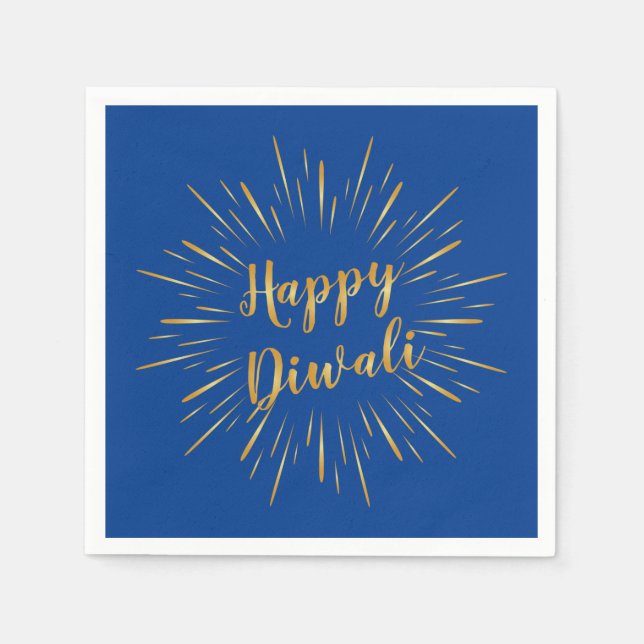Serviette En Papier Diwali Papier Napkin Gold Calligraphie - Colo pers (Devant)