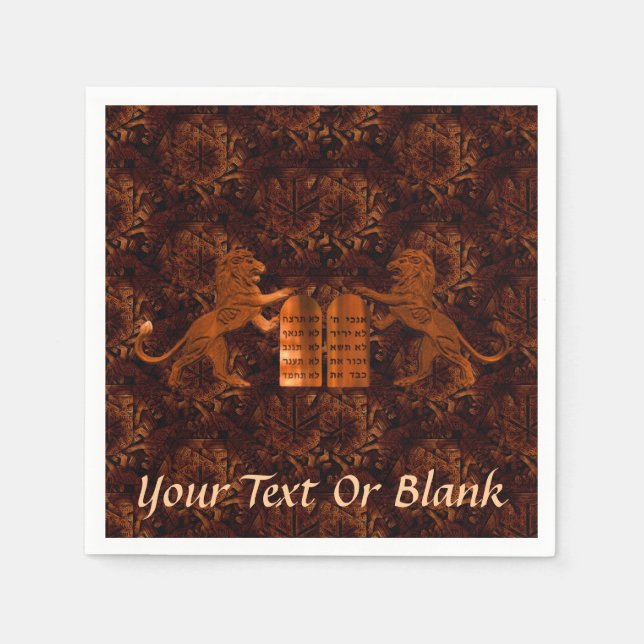 Serviette En Papier Dix commandements et Lion (Devant)