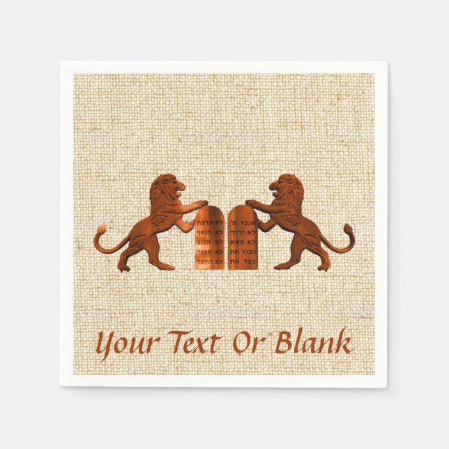 Serviette En Papier Dix commandements et lions (Devant)