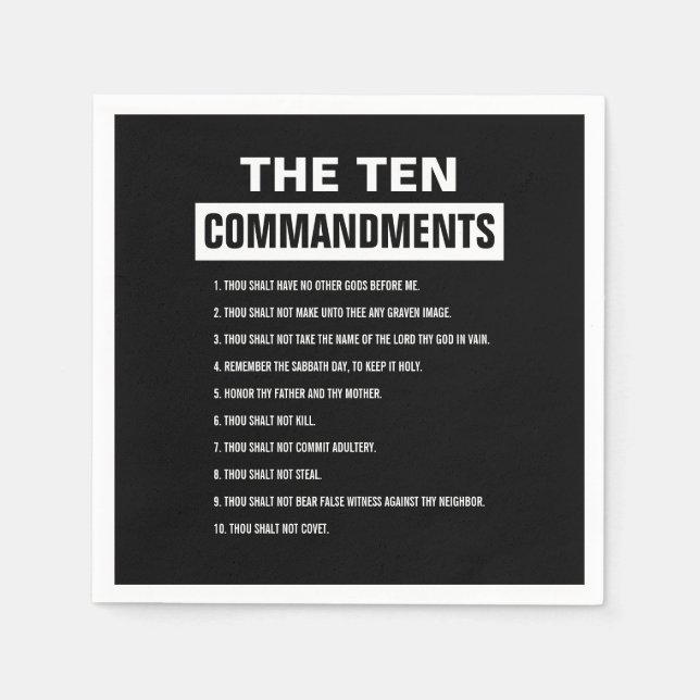 Serviette En Papier Dix Commandements Verset Biblique Chrétien Religie (Devant)