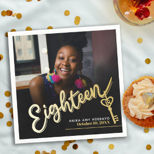 Serviette En Papier Dix-huit 18e anniversaire script photo personnalis