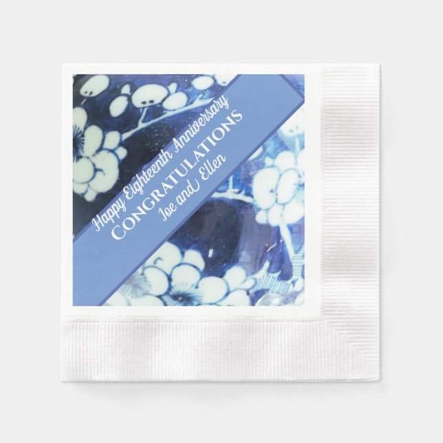 Serviette En Papier Dix-huitième anniversaire du Mariage (Devant)