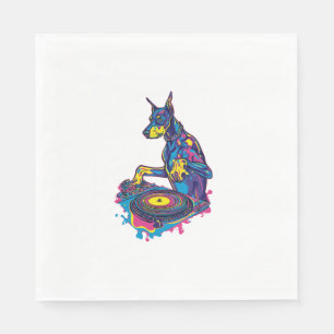 Serviette En Papier DJ Doberman - Club Vibe Party Chien