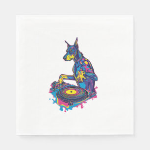 Serviette En Papier DJ Doberman � Soirée Club Vibe Party Dog