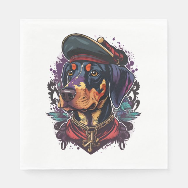Serviette En Papier Dobermann Dog Pirate (Devant)
