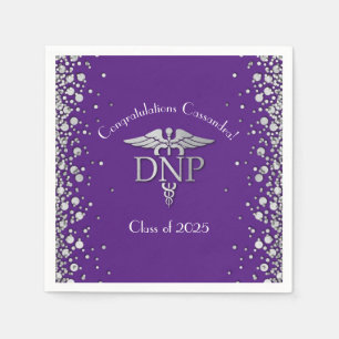Serviette En Papier Docteur en soins infirmiers Graduation Purple Silv