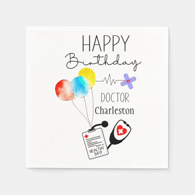Serviette En Papier Docteur Joyeux Ballons d'anniversaire à plat Anniv (Devant)