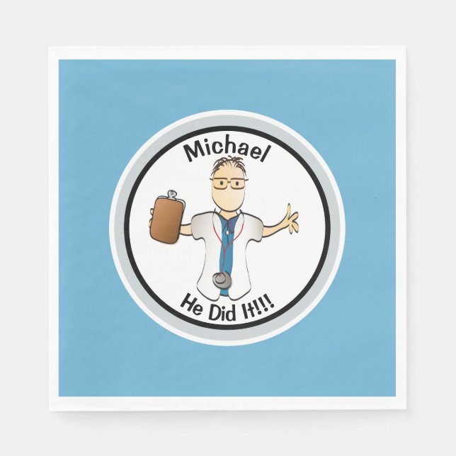 Serviette En Papier Docteur personnalisé Infirmière diplômé pour lui (Devant)