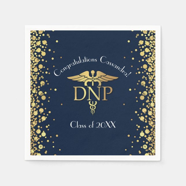 Serviette En Papier Doctor Nursing Practice Graduation Navy Blue Gold (Devant)