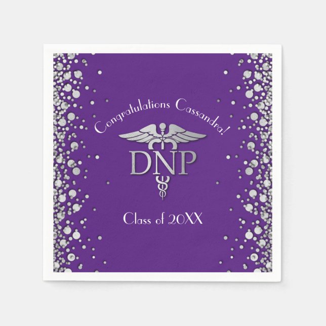 Serviette En Papier Doctor Nursing Practice Graduation Purple Silver (Devant)