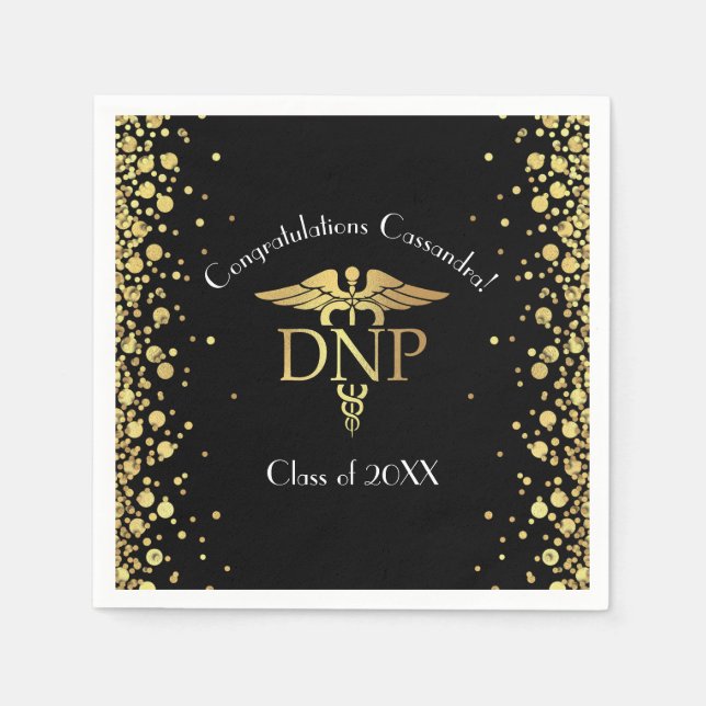 Serviette En Papier Doctor of Nursing Practice Graduation Black Gold (Devant)