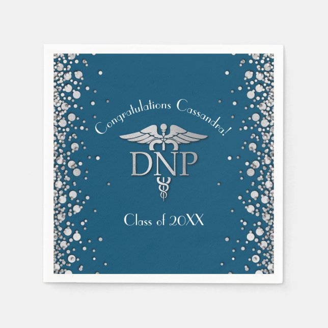 Serviette En Papier Doctor of Nursing Practice Graduation Blue Silver (Devant)