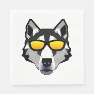 Serviette En Papier Dog with Sunglasses - Siberian Husky