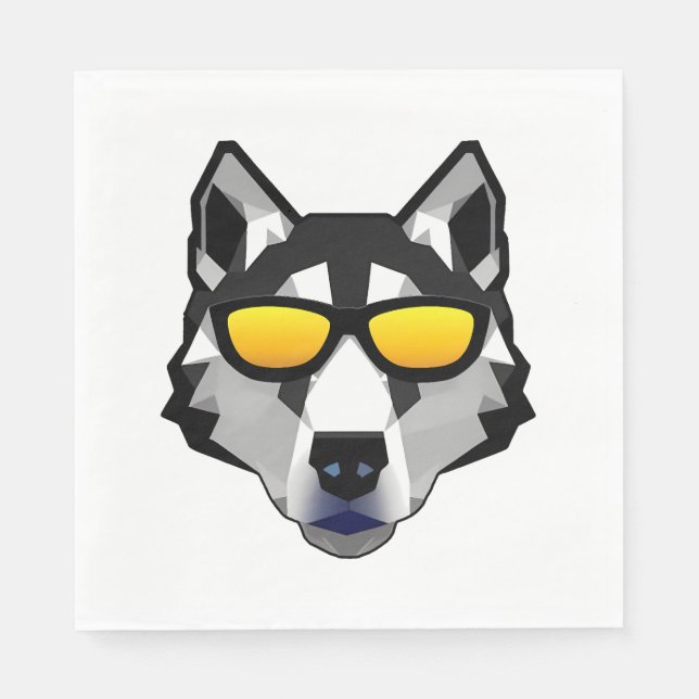 Serviette En Papier Dog with Sunglasses - Siberian Husky (Devant)