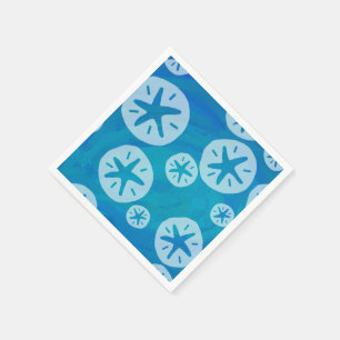 Serviette En Papier Dollar de sable blanc et Motif bleu