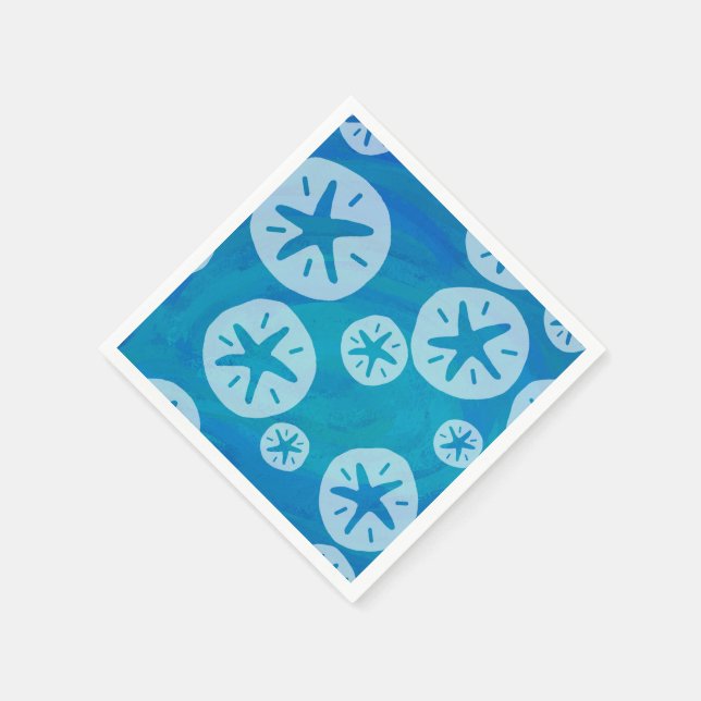 Serviette En Papier Dollar de sable blanc et Motif bleu (Coin)
