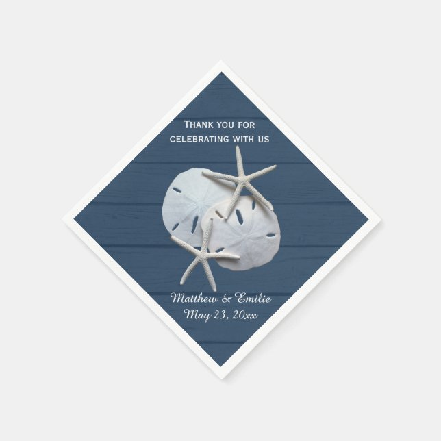 Serviette En Papier Dollar de sable personnalisé Mariage de Starfish (Coin)