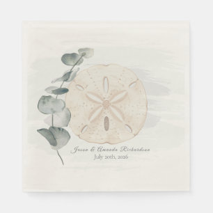 Serviette En Papier Dollar des sables côtier & Eucalyptus aquarelle