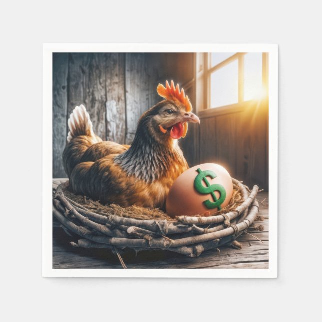 Serviette En Papier Dollar vert signe sur un oeuf (Devant)