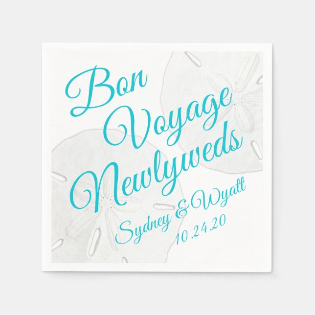 Serviette En Papier Dollars De Sable Personnalisé Mariage Petit-Déjeun (Devant)