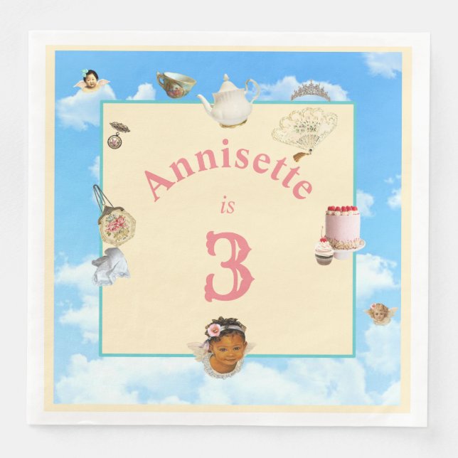 Serviette En Papier Dolly Tea Party 8" Napkin - Black Angel (Devant)