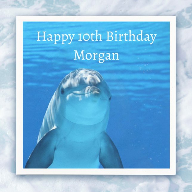 Serviette En Papier Dolphin Blue Ocean 10e fête d'anniversaire (Dolphin Blue Ocean 10th Birthday Party Napkins
Name and age template Dolphin in the Blue Ocean)