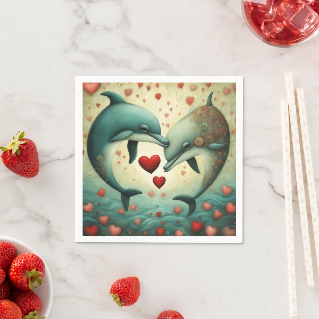 Serviette En Papier Dolphin Love 2 (En situation)