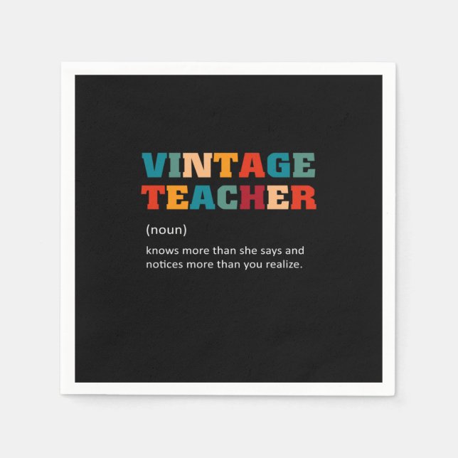 Serviette En Papier Don de l'enseignant Enseignant Vintage (Devant)