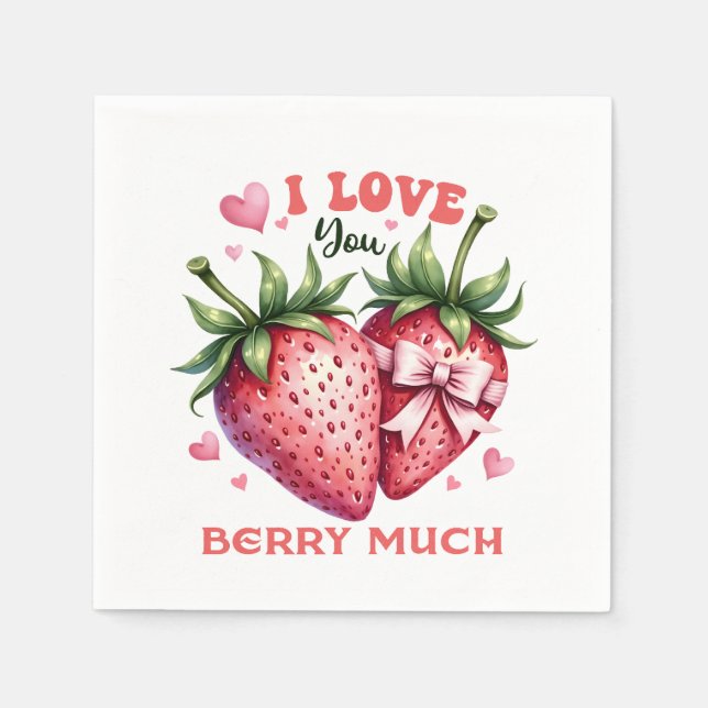 Serviette En Papier Don Valentine | Je T'Aime Beaucoup Berry (Devant)