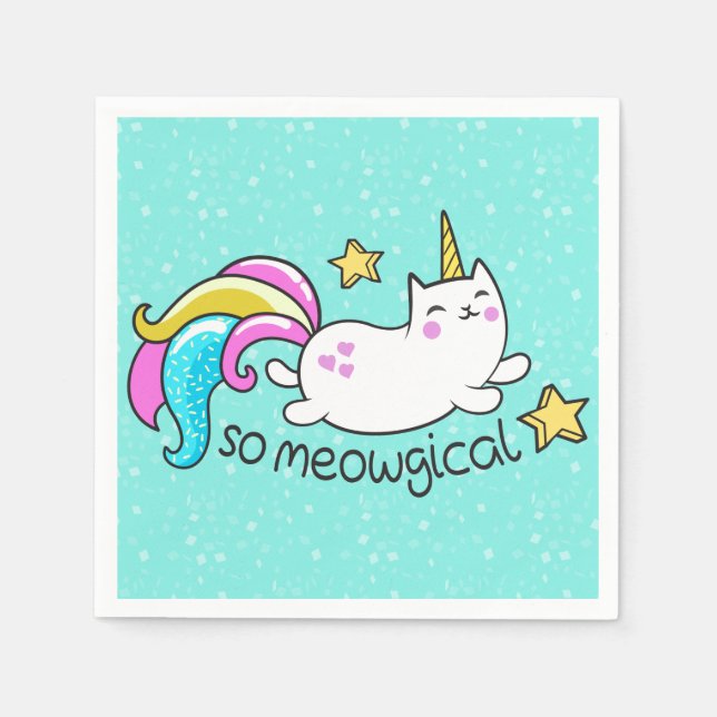Serviette En Papier Donc Meowgical Cute Unicorn kitty parties scintill (Devant)