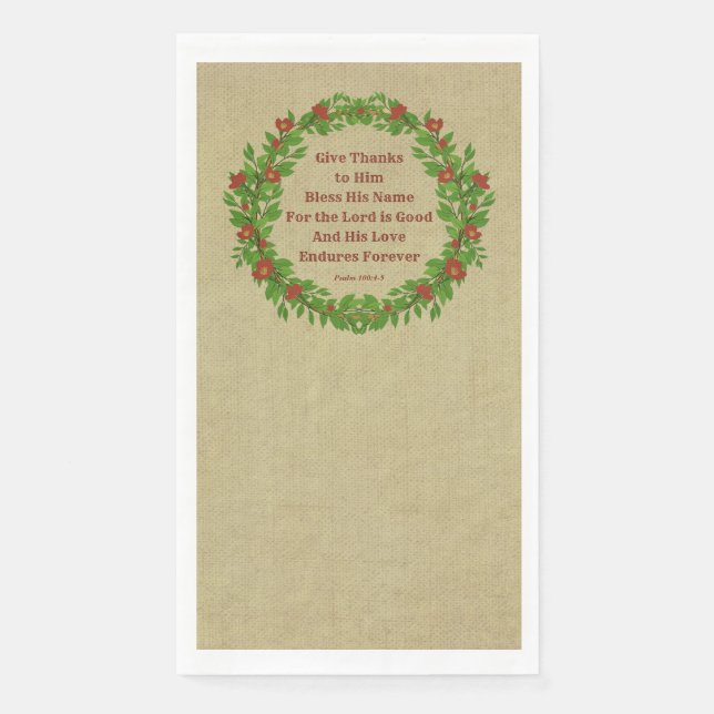 Serviette En Papier Donne Merci Bénis Son Nom Seigneur Dieu est bon (Devant)