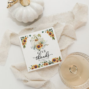 Serviette En Papier Donner des remerciements Tournesols Citrouille bla