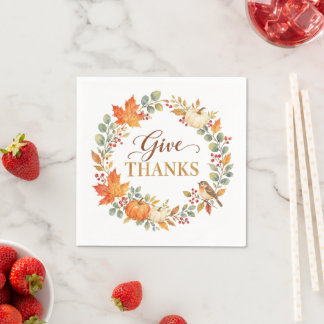 Serviette En Papier Donner Merci Aquarelle Automne