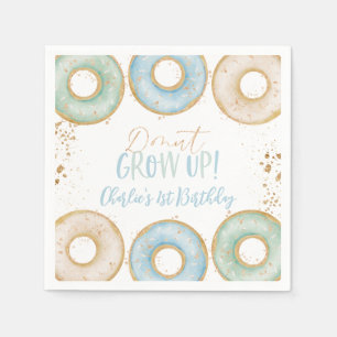 Serviette En Papier Donut Aqua Gold 1er Anniversaire serviettes Garçon