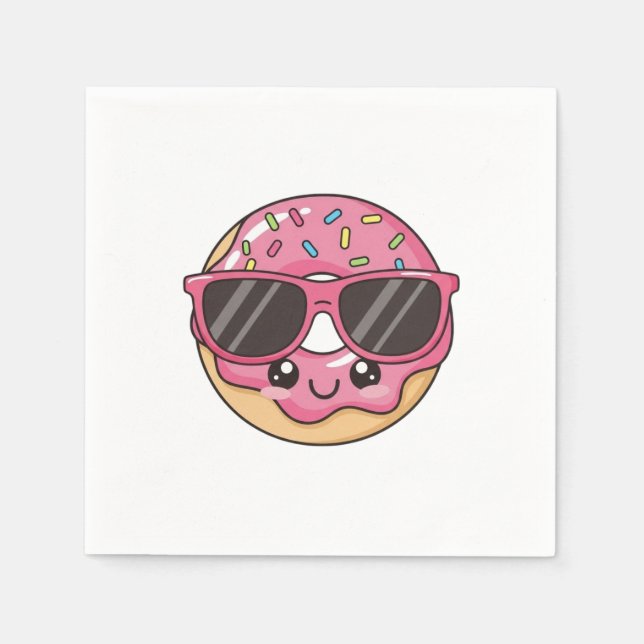 Serviette En Papier Donut cool avec lunettes de soleil (Devant)