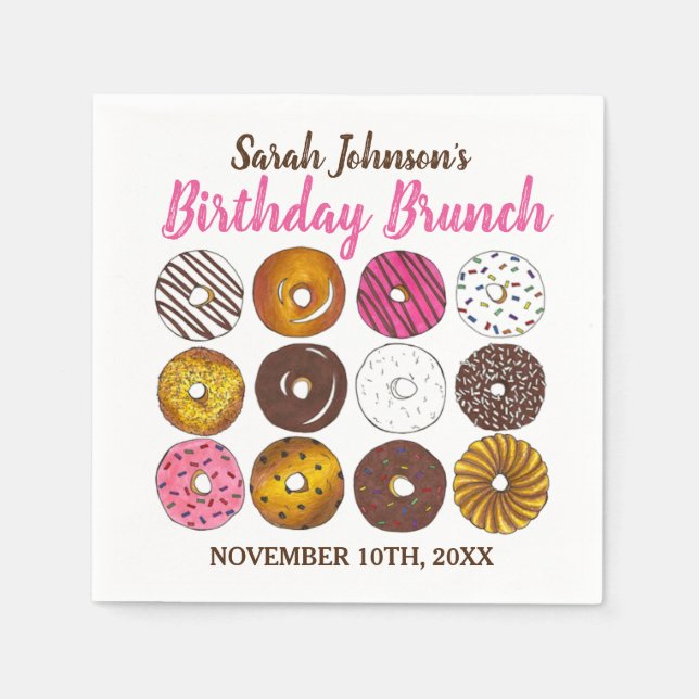 Serviette En Papier Donut Doughnut Fête Anniversaire Brunch Vente de p (Devant)