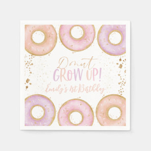 Serviette En Papier Donut Pink Gold 1er Anniversaire Serviettes Donut
