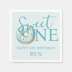 Serviette En Papier Donut Sweet One Blue 1er Anniversaire