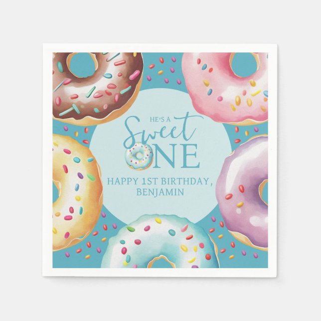 Serviette En Papier Donut Sweet Un 1er anniversaire (Devant)