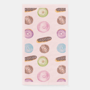 Serviette En Papier Donuts aquarelle motif peints à la main rose
