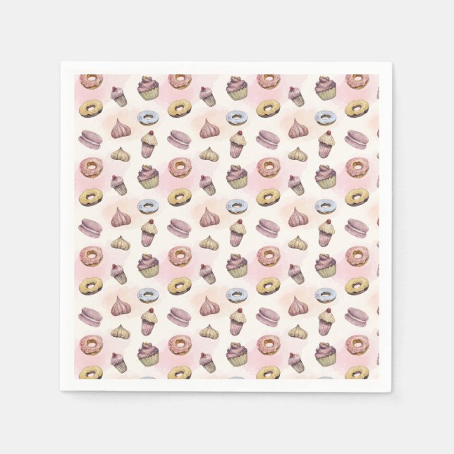Serviette En Papier Donuts Cupcakes Cadeau Mignon pour Fête d'Annivers (Devant)