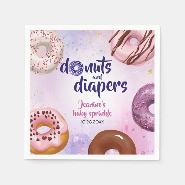 Serviette En Papier Donuts et Diapeurs Bébé Sprinkle Douche (Devant)