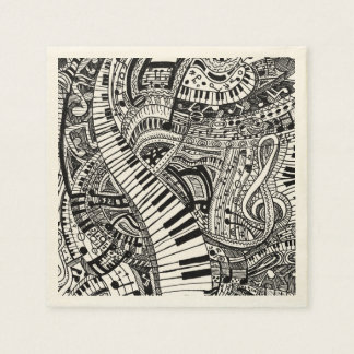 Serviette En Papier Doodle de musique classique avec clavier de piano