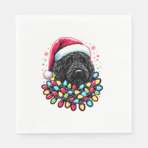 Serviette En Papier Doodle noir Labradoodle Noël Arbre de Noël Lumière