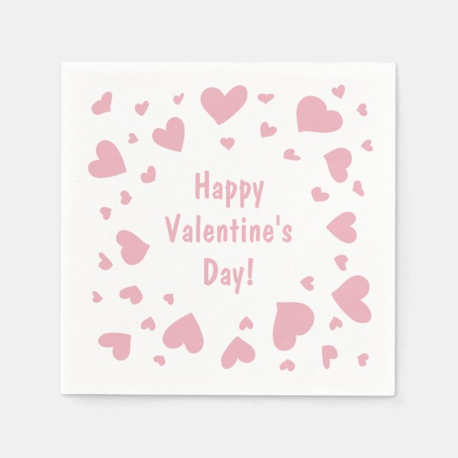 Serviette En Papier Doodled Pink Hearts Saint-Valentin (Devant)