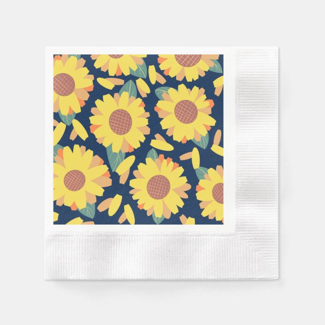 Serviette En Papier Doodles de Bloom Ensoleillé (Devant)
