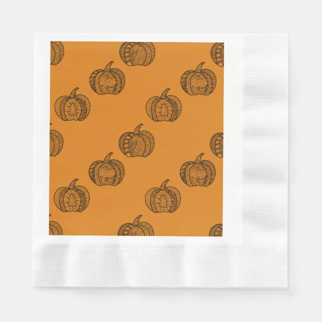 Serviette En Papier Doodles d'Halloween boho zentangles citrouille Aut (Devant)