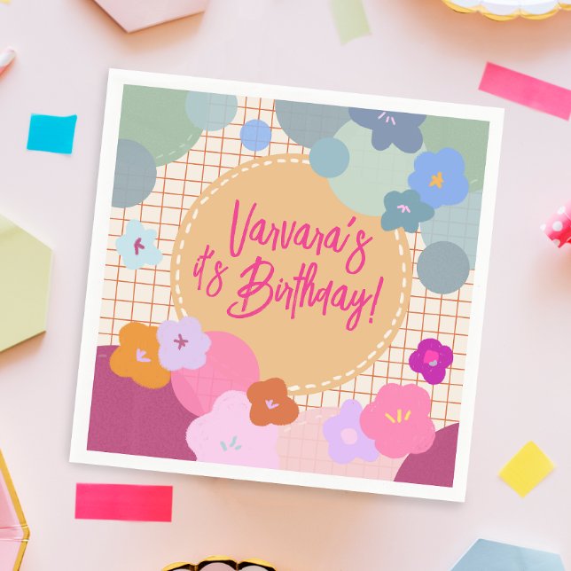 Serviette en papier Dopamine Anniversaire Fleur Co (Créateur téléchargé)