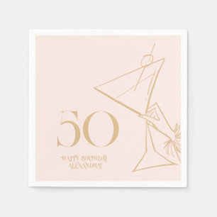 Serviette En Papier Doré rose moderne 50ème Adulte Anniversaire Napkin