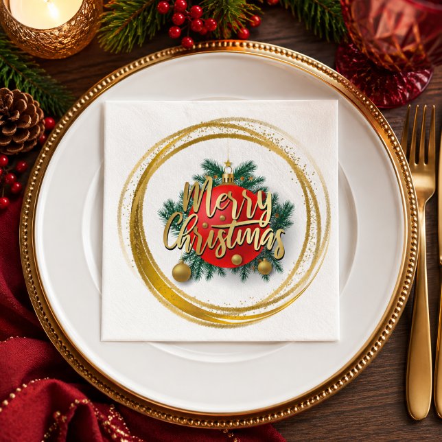 Serviette en papier dorée Joyeux Noël (Créateur téléchargé)